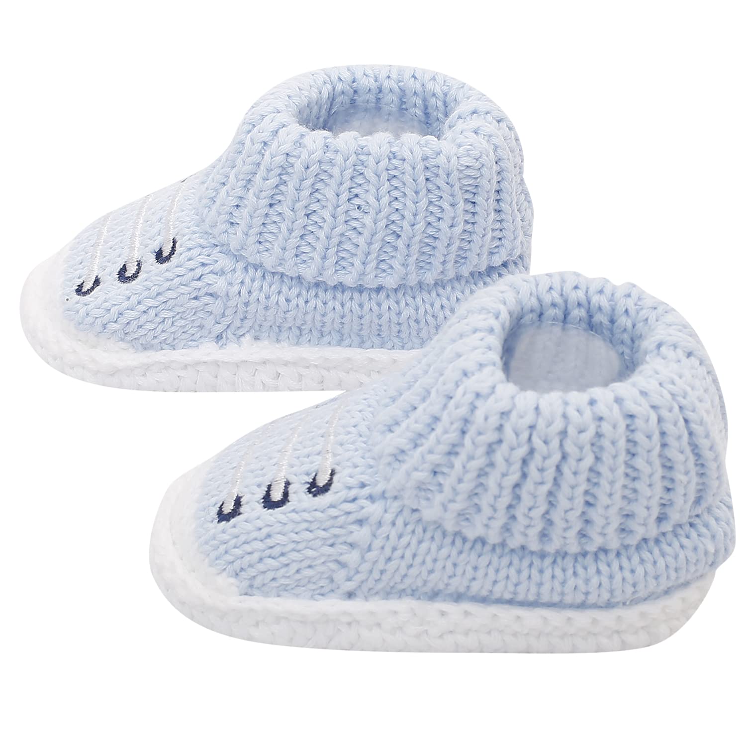 BabyMoo Socks Booties Baby Sock for Newborn Kids. (Blue/White) - Image 5 thumbnail