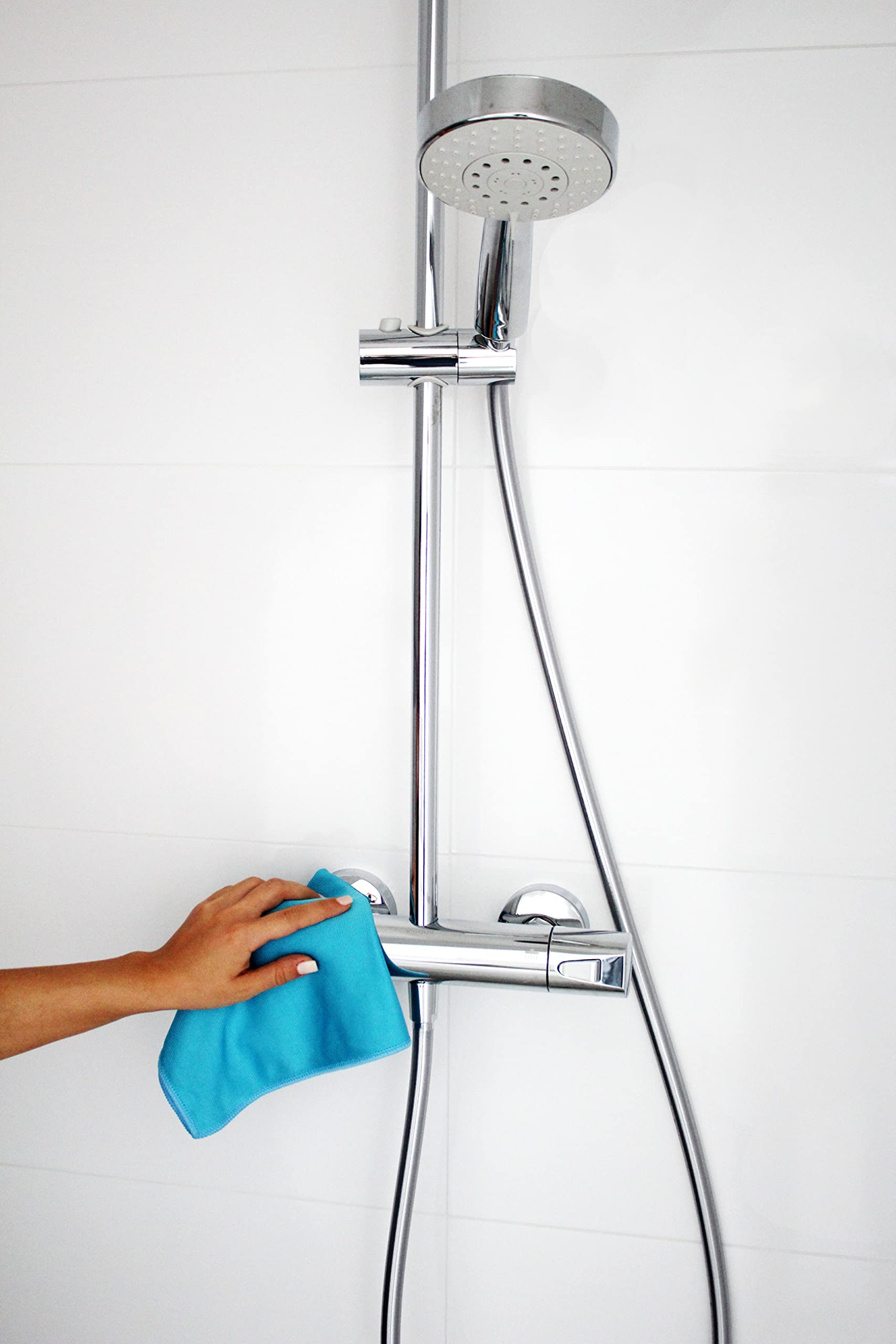 König & Söhne Premium Fensterputztücher - 3er Set, 40x40 Cm, Blau - Streifen- & Fusselfrei, Nur Mit Wasser Nutzbar