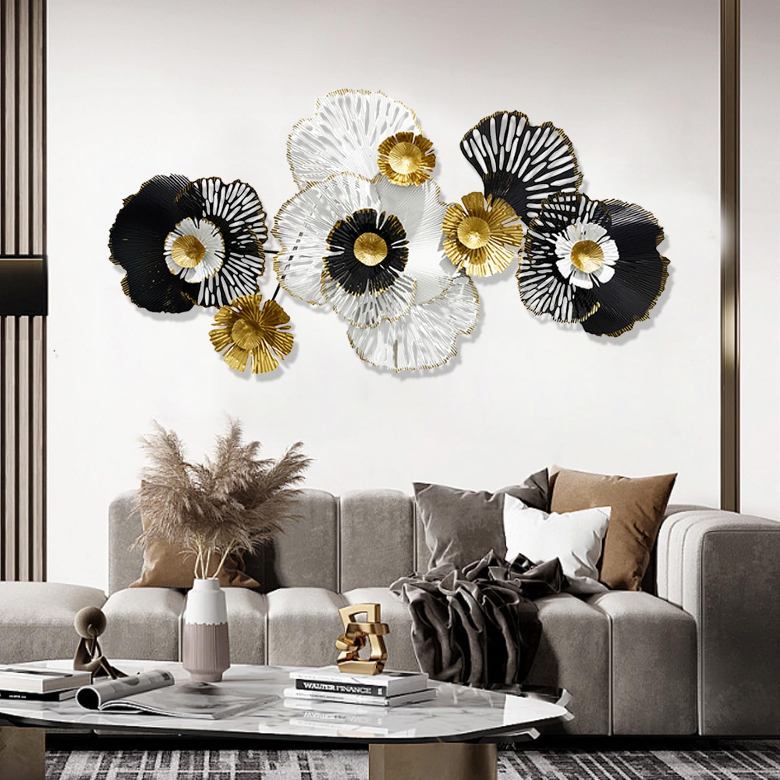 Amazon｜金属製の花の壁の装飾、リビングルームベッドルームオフィス