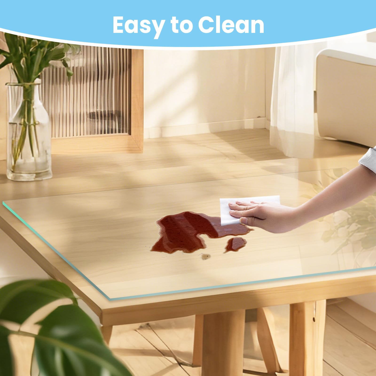 Schreibtischunterlage aus gehärtetem Glas mit abgeschrägten Kanten, 81,3 x 50,8 cm, transparente Schreibtischunterlage für Tastatur und Computer-Monitor, Glas-Schreibtischunterlage für den