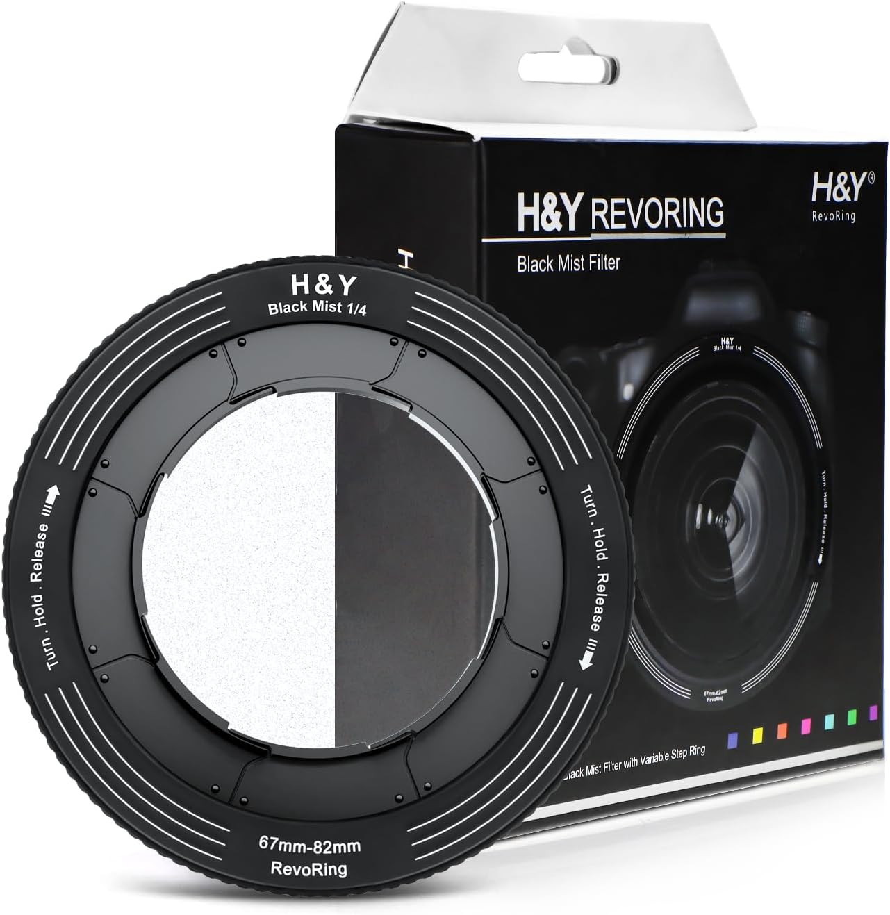 H&Y RevoRing 1/4 Black Mist Filter, 2 in 1 Variable Lens Filter with Adjustable Adapter Ring for 67mm 77mm 82mm Camera Lens, Pro Mist Diffusion for Cinematic Video and Portrait Photography