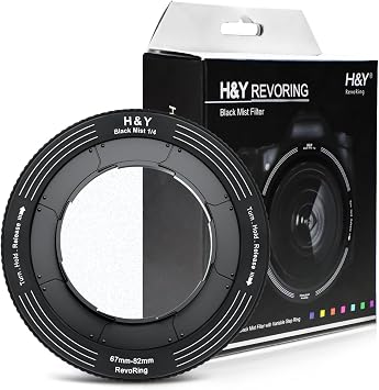H&Y RevoRing Variable 1/4 Black Mist Filter 67-82mm for Camera Lens | 2 in 1 Variable Filter, Adjustable Adapter Ring, Cinematic Video, Portrait Photography, Pro Mist Diffusion