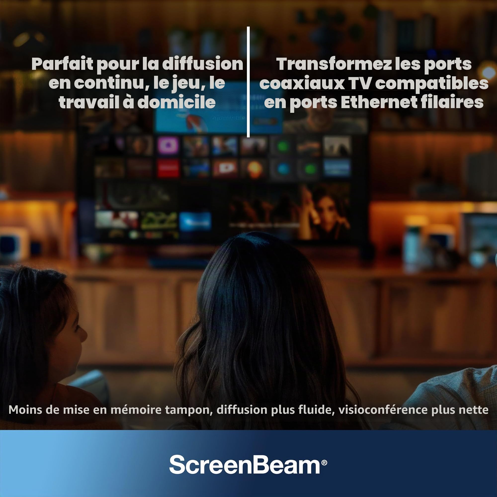 ScreenBeam Adaptateur réseau MoCA 2.5 pour Internet Haut débit, Ethernet sur coaxial - Kit de démarrage (modèle : ECB6250K02)