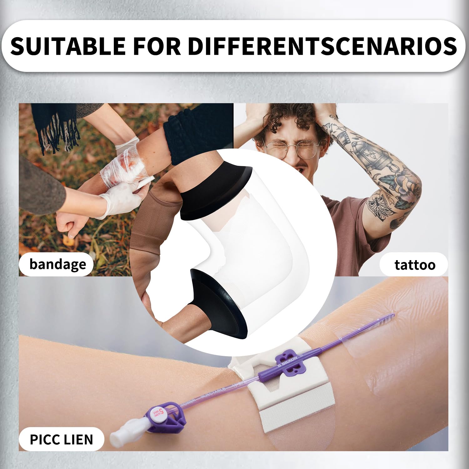PICC Line - Funda de ducha impermeable IV y PICC Line para tratamiento de quimioterapia BD12691, Medium
