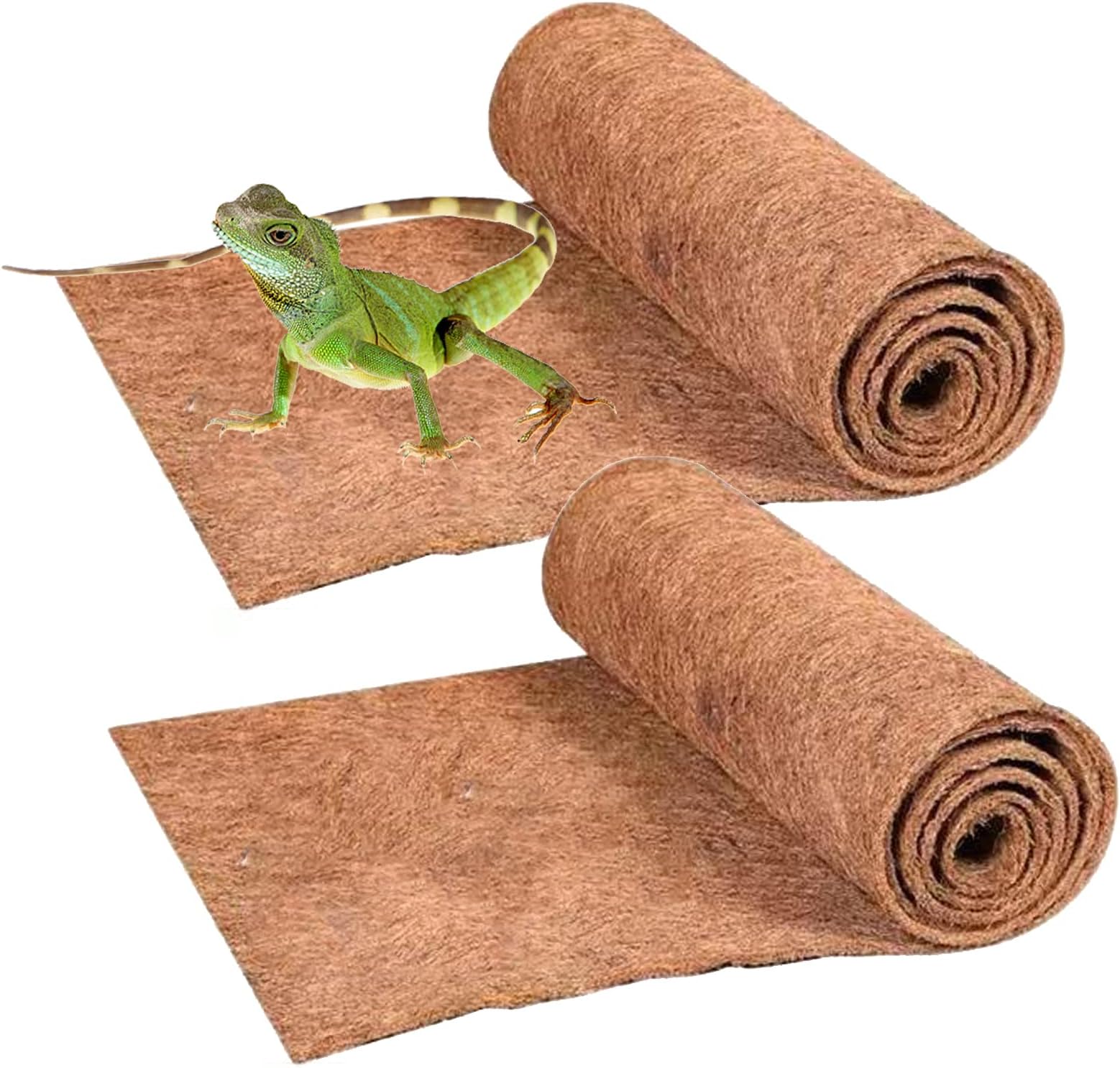 2 Rolls Tortoise Bedding Coconut Fibre Tortoise Substrate Snake Bedding Reptile Carpet Mat for Leopard Gecko Bearded Gragon,Wall Hanging Basket Liner for Wooden Planter Pot Flower 50X30cm