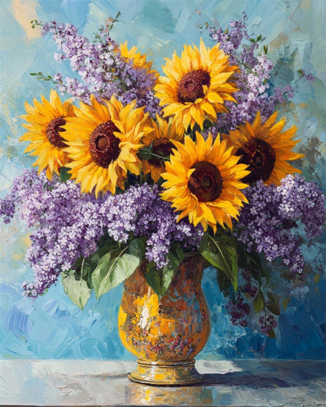 RKFLGEW DIY Embroidery Beads Set Lilac and Sunflower 50x70cm
