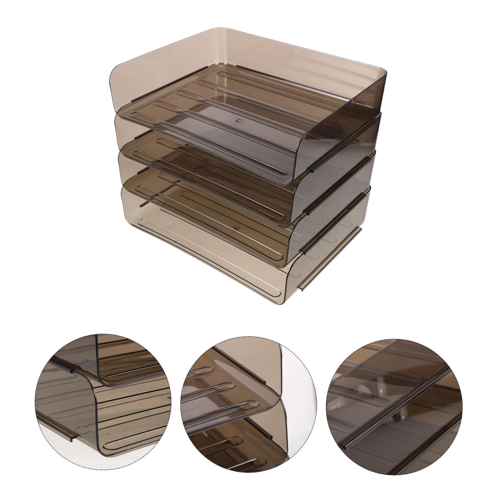 File Organizer da Scrivania in Acrilico Coffee, Multi Layer Storage | Decorazioni Scuola, Organizzatore per Ufficio e Vassoio Porta Documenti, Design Stackable per Uso Stabile a Termine