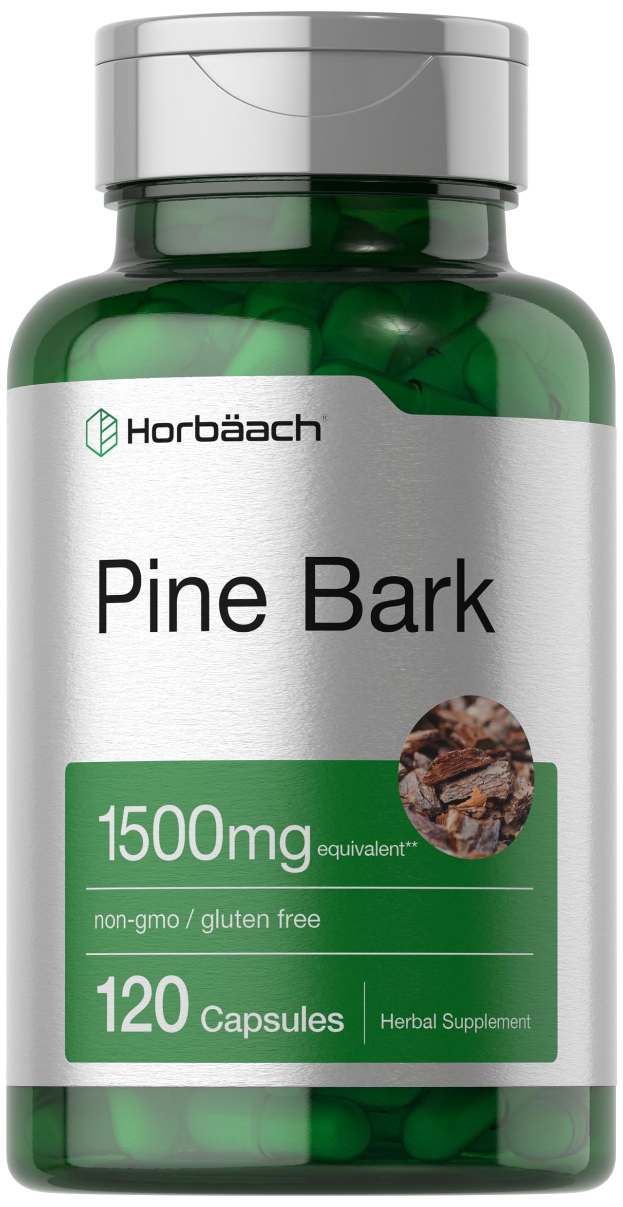 Horbäach Pine Bark Extract Capsules |120 Count | Non-GMO and Gluten Free