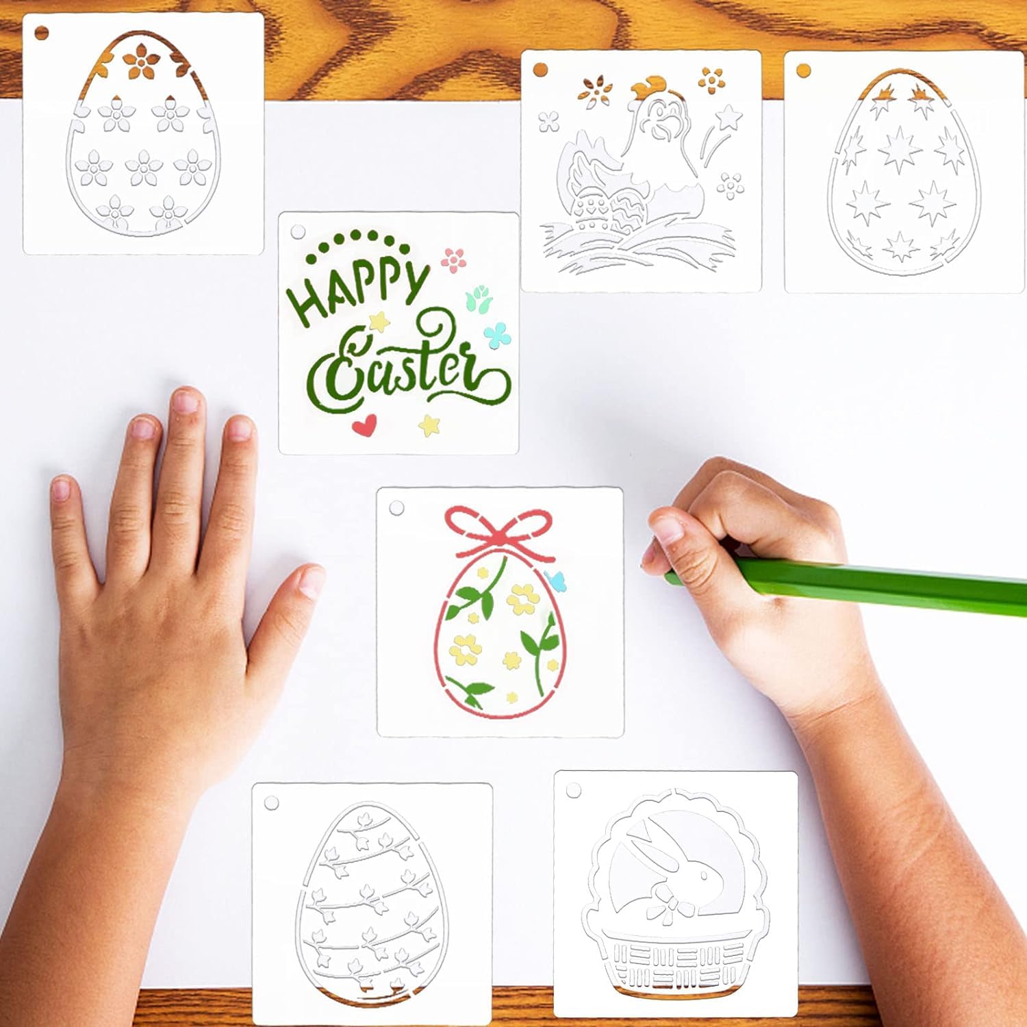 24 Stencil Pasquali Riutilizzabili - Uova, Coniglietti, Fiori Per Decorazioni Fai Da Te - Foto 5