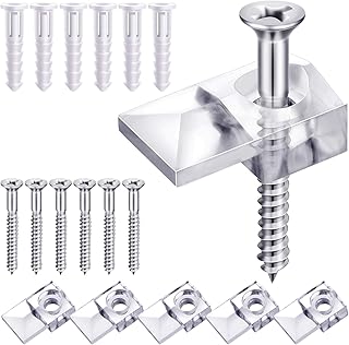 Blulu 20 Pack Mirror Holder Clips for 6 mm in (6/25) Glass Mirror Hangin...