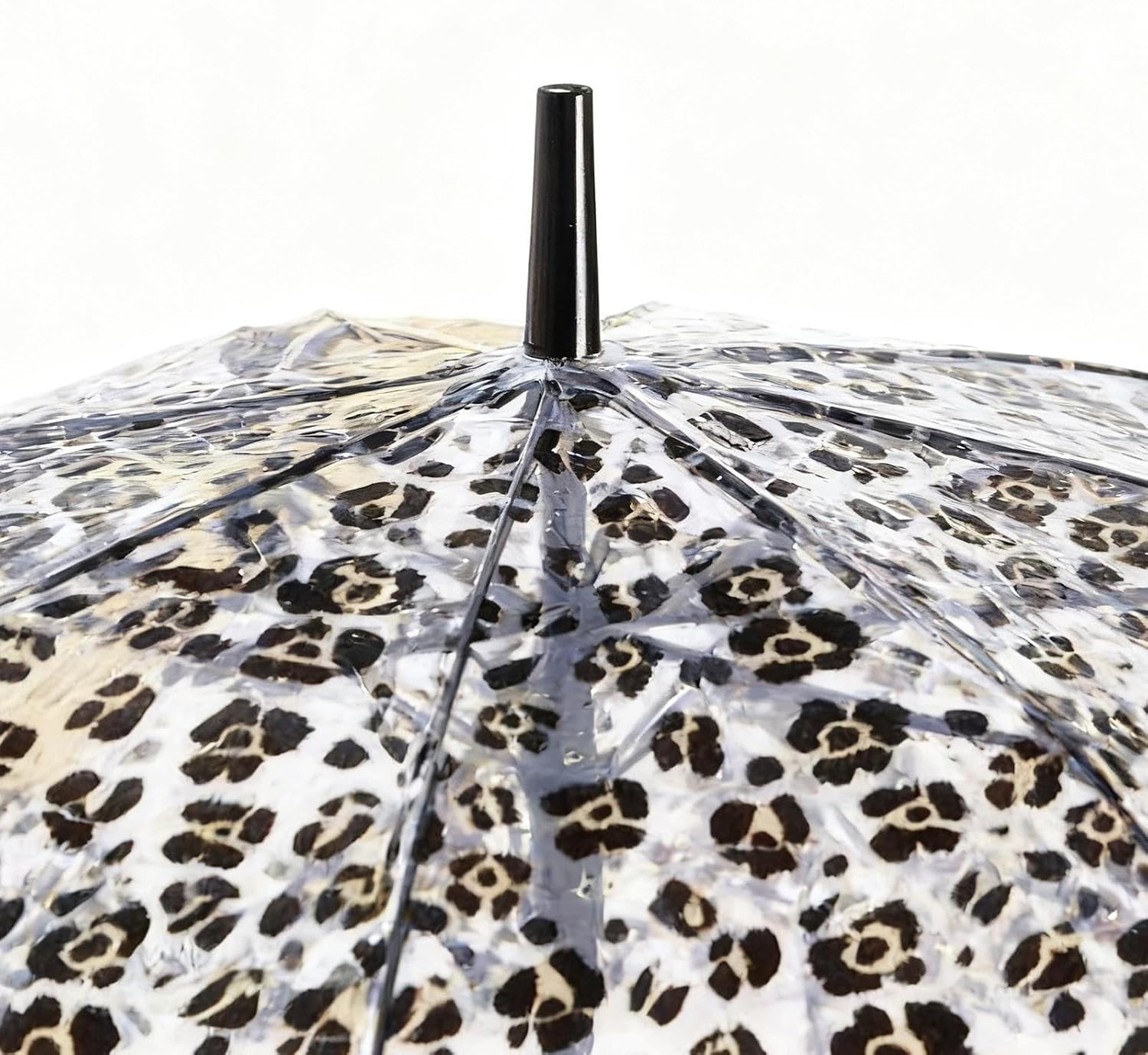 Leopard Print Transparent Umbrella, 80 cm Bubble Canopy Stick, 8-Bone Windproof Clear Umbrella for Adults, Men, Women, Boys, Girls, Outdoor Walking
