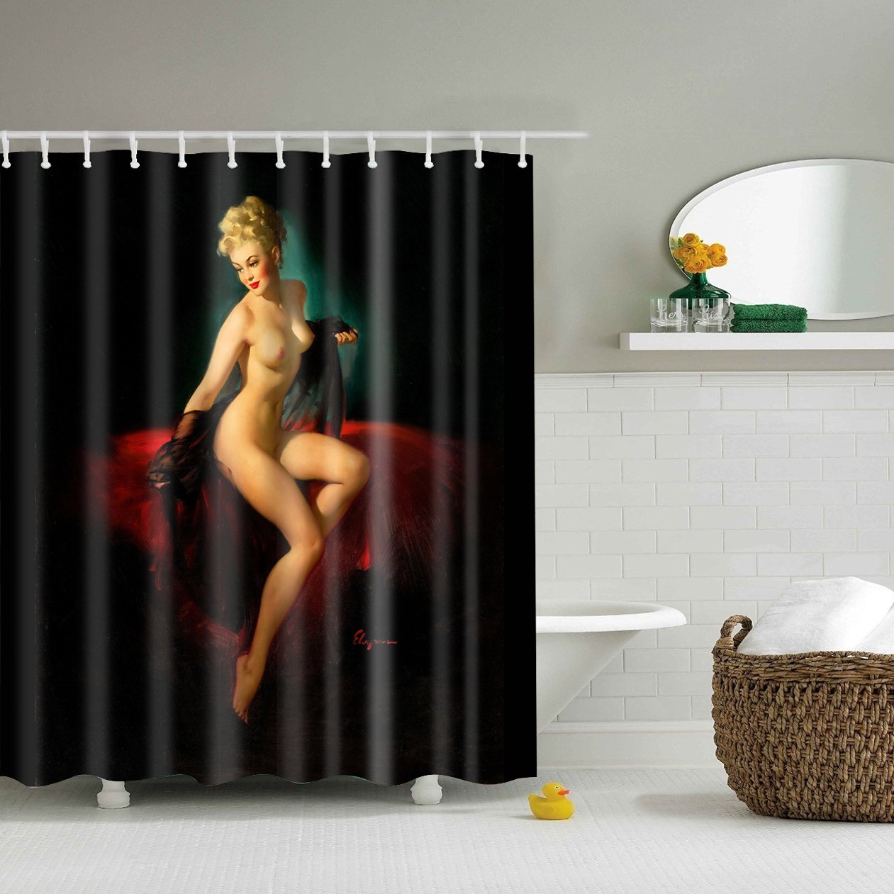 StoneMaxi 180x180cm Bathroom Shower Curtain, 100% Polyester Fabric Waterproof Anti-Mould Proof Mildew Resistant, Washable, Quick-Drying, with 12 Pcs Hooks (72 x 72 Inch) (Girl-3)