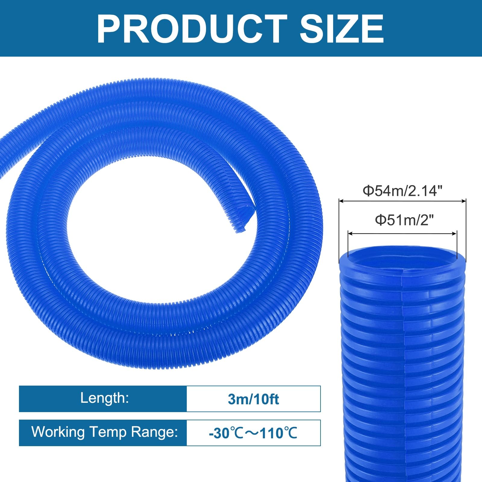 MECCANIXITY Gaine de protection flexible pour fils électriques et automobiles avec outil d'installation - 5,1 cm - 3 m - Bleu