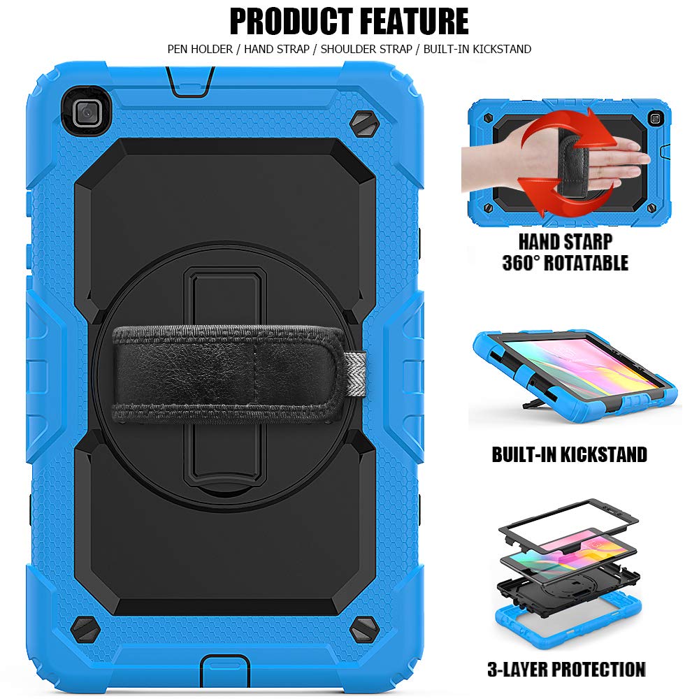 Funda para Samsung Galaxy Tab A 8.0" 2019 (SM-T290/295/297) Funda con portalápices, Funda a Prueba de caídas para SM-T290/T295/T297 - Azul