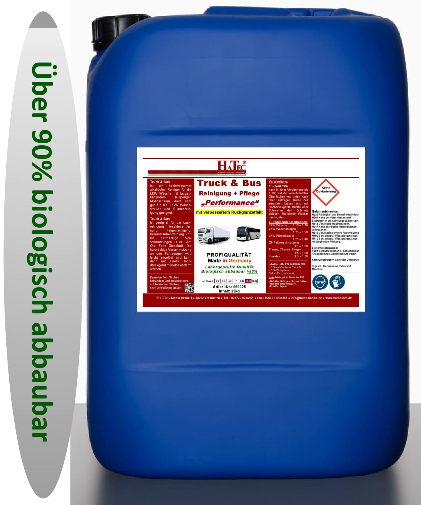 LKW Reiniger, Truck & Bus Reinigung + Pflege "Performance" 25 kg/Kanister mit verbessertem Rückglanzeffekt, Lkw Reiniger, Truck Reiniger, Insektenentferner, Bus Reiniger, Innenraumreiniger