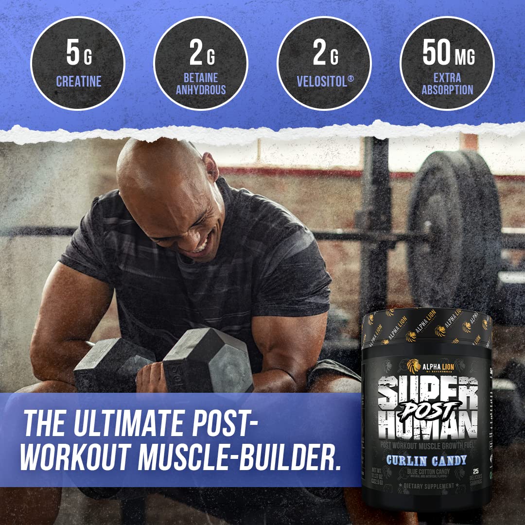 ALPHA LION Superhuman Post, Post Workout Recovery, Fast Acting Post Workout for Men & Women (25 Servings, Curlin Candy) — Amazon image 3