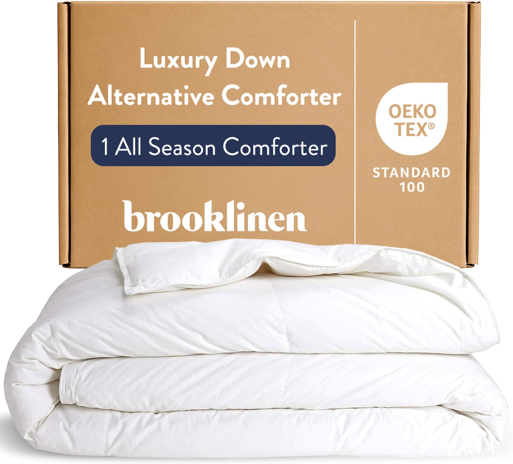 Luxury All-Season Down Alternative Comforter - King/Cali King - Soft Cloud-Like Duvet Insert - 100% Cotton Sateen Shell, Recycled Fill, Baffle Box Construction - Breathable All-Year Bedding