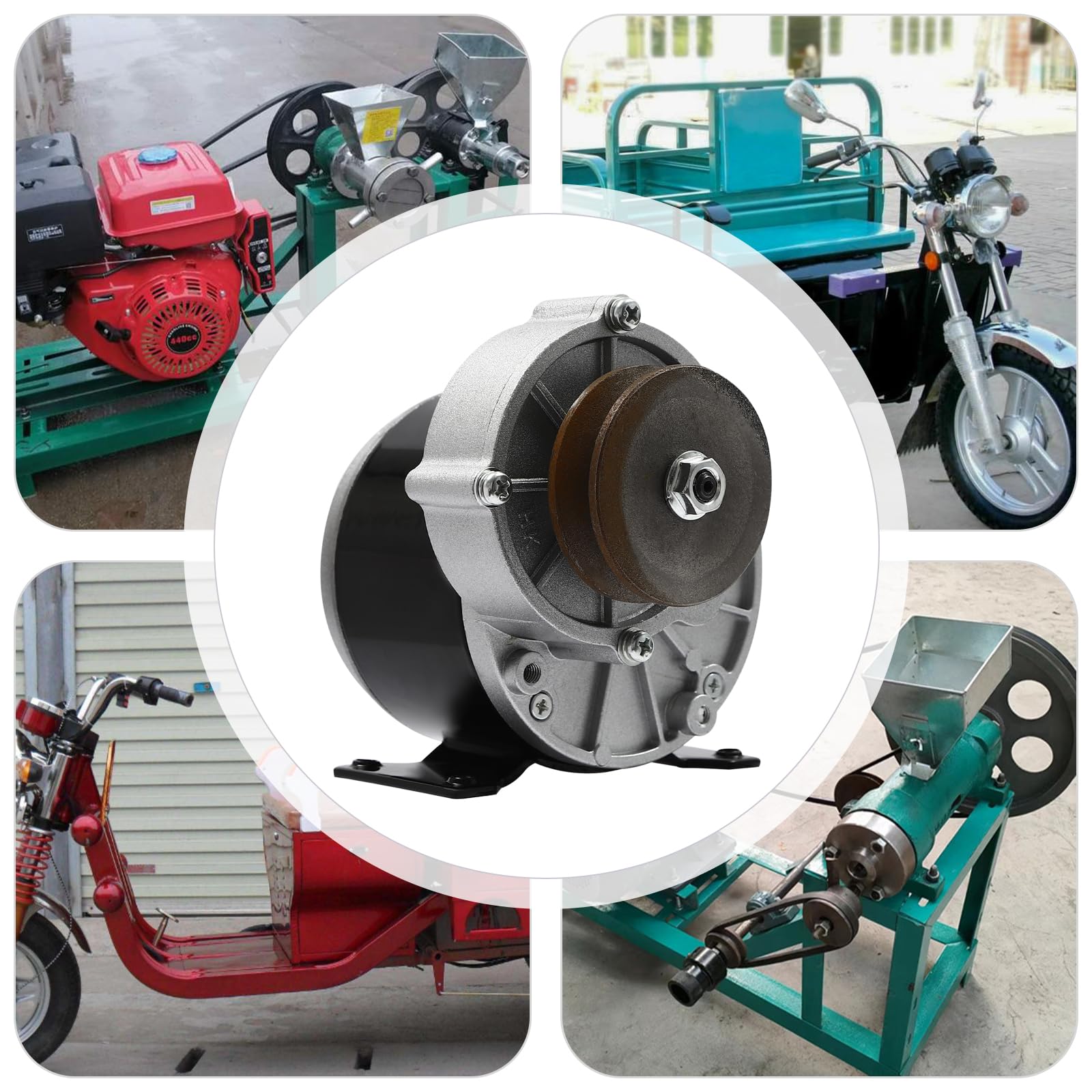Moteur électrique de 250 W avec réducteur - Moteur électrique puissant avec poulie - Vitesse de rotation : 300 tr/min - Pour scooters, machines de sciage, etc.