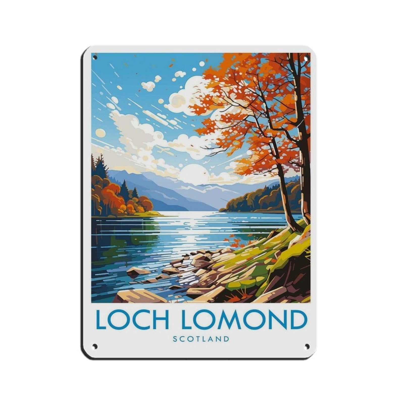 Loch Lomond Travel, Scotland Travel Decor Retro Poster Metal Tin Sign Chic Art Retro Iron Painting Bar People Cave Cafe Family Garage Poster Wall Decoration 12x16inch(30x40cm)