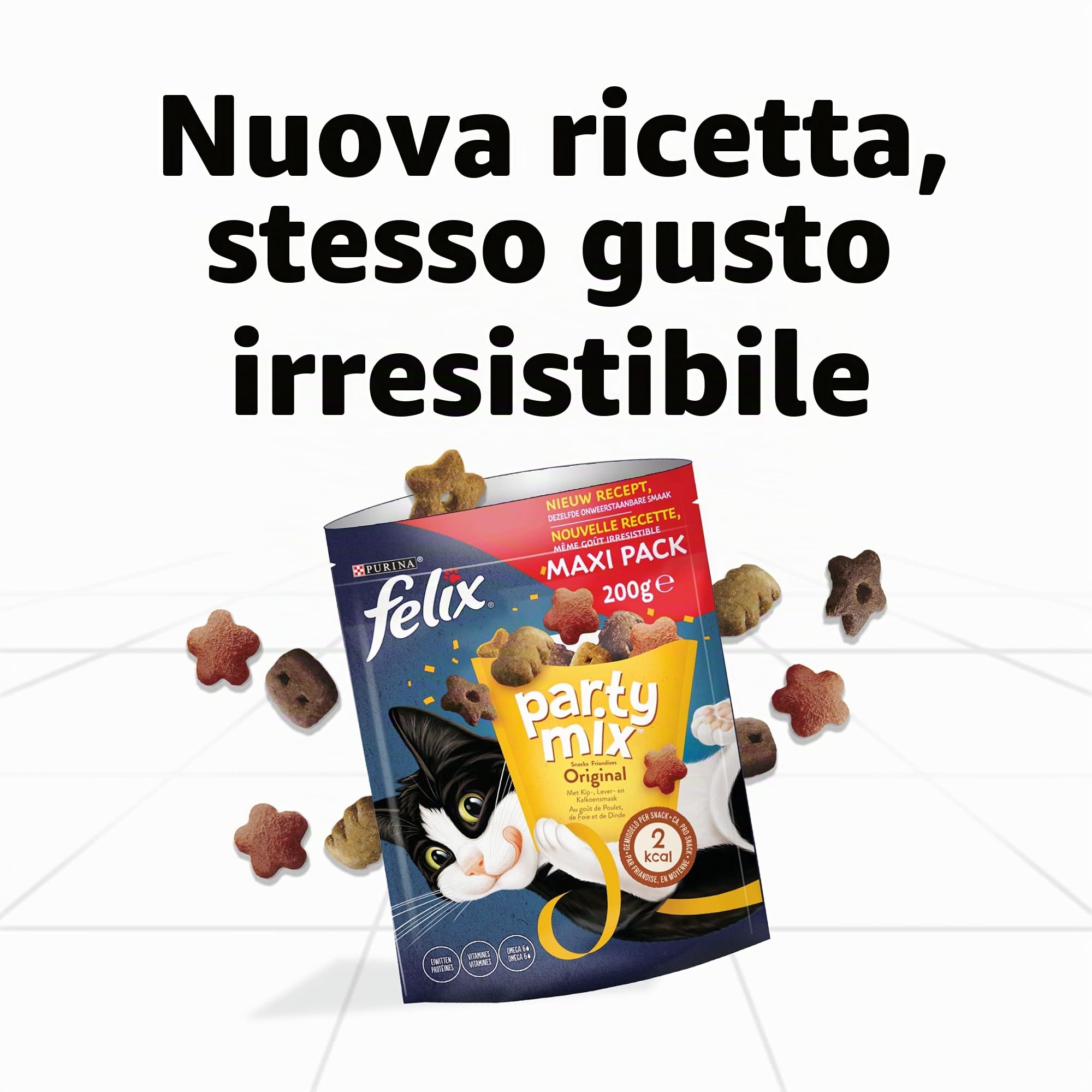 Felix Party Mix originale: pollo, fegato, tacchino - 200 g - dolcetti per gatti - set di 5