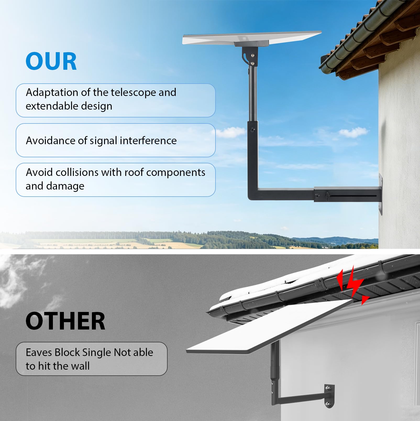 Soporte compatible con Starlink V3, soporte de pared largo compatible con Starlink V3, soporte de techo compatible con Star-link V3, vertical compatible con Starlink Gen 3, kit de montaje de pole