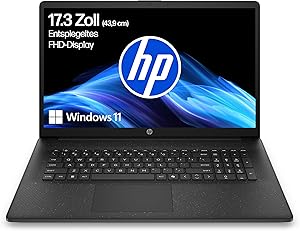 HP Laptop with 17.3″ FHD Display, AMD Ryzen 3 7320U, 8GB DDR5 RAM, 512GB SSD, AMD Radeon Graphics, Windows 11, QWERTZ, Sil…