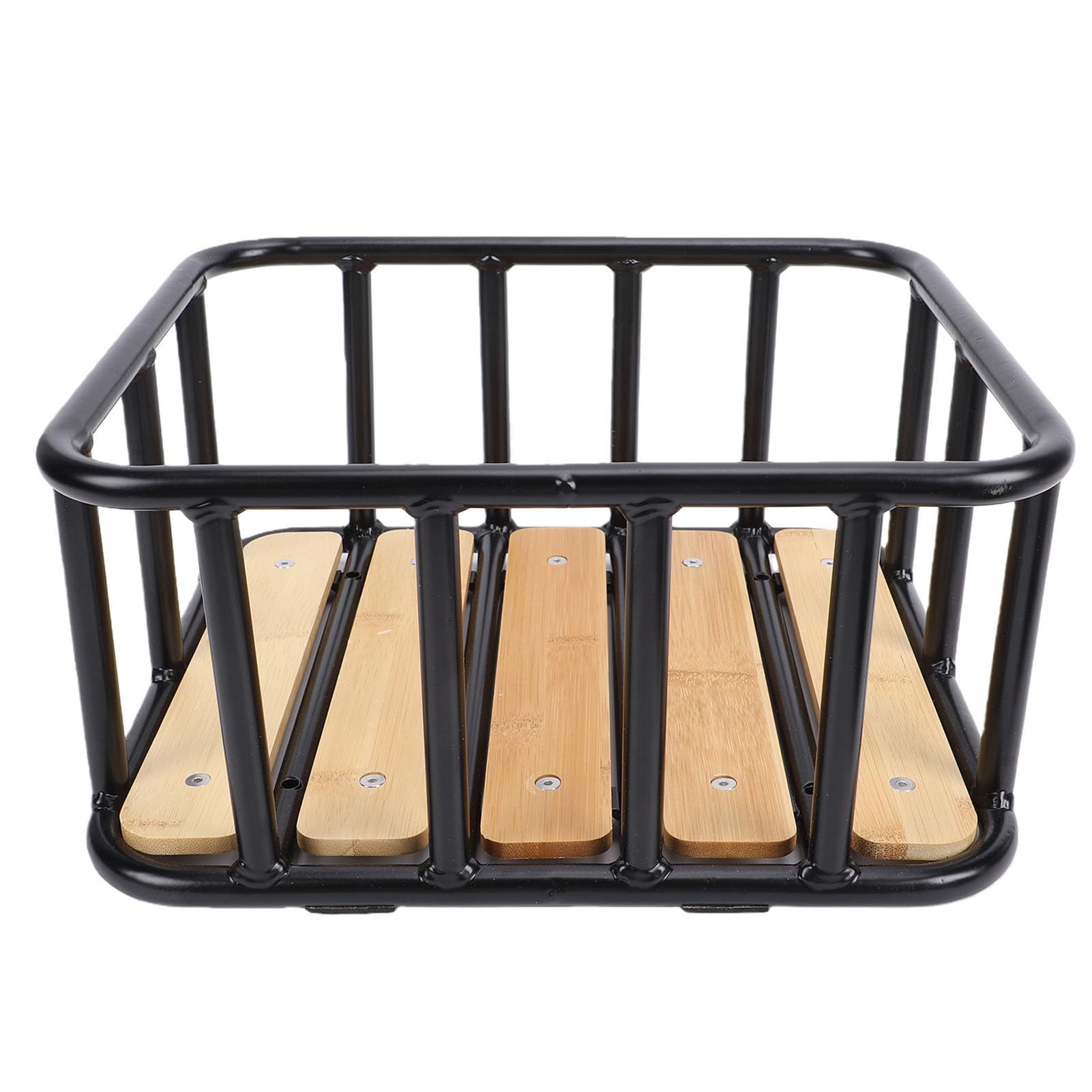 Generic Cestino Posteriore per Bici Design in Alluminio e Legno Spazioso Spazio per gli Acquisti Pendolari 35x30x16,5 Cm