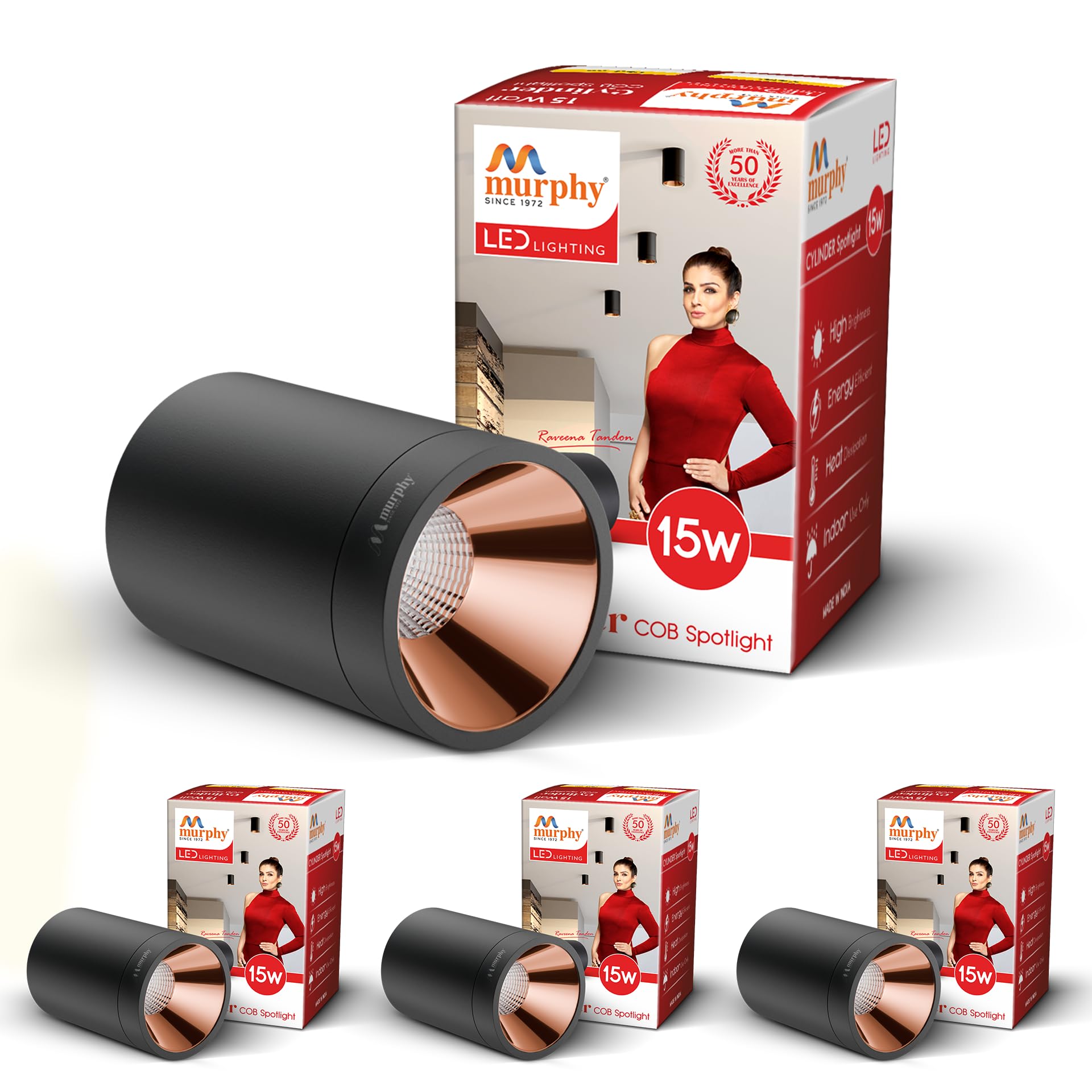 Sponsored Ad - Murphy Aluminium 15W Black Body Cylindrical Surface Mounted Spot Light Down Light (Warm White, Pack Of 4)