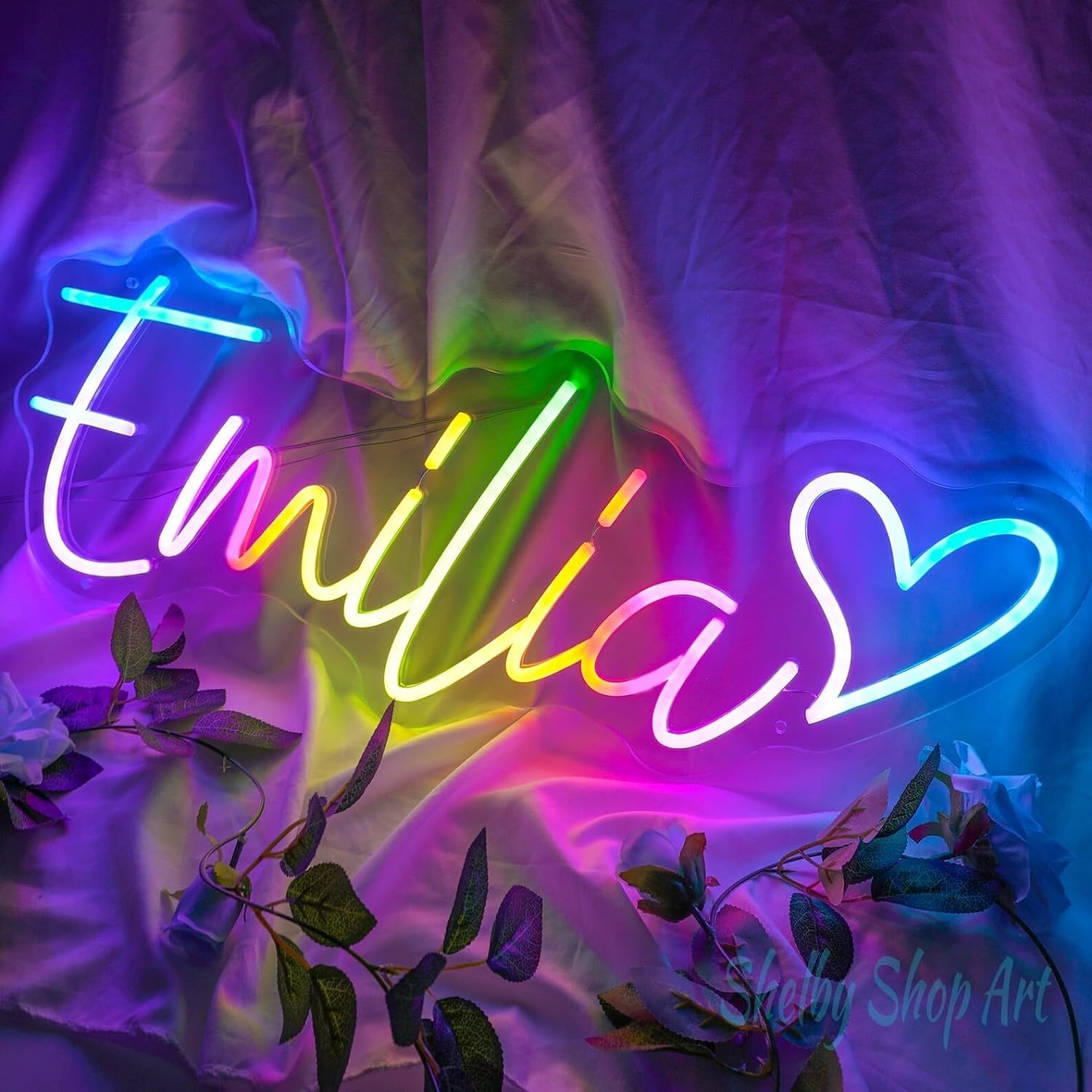 Custom Name Neon Sign Board Decorative All Personalized Options (8 Letters (8 X 20))