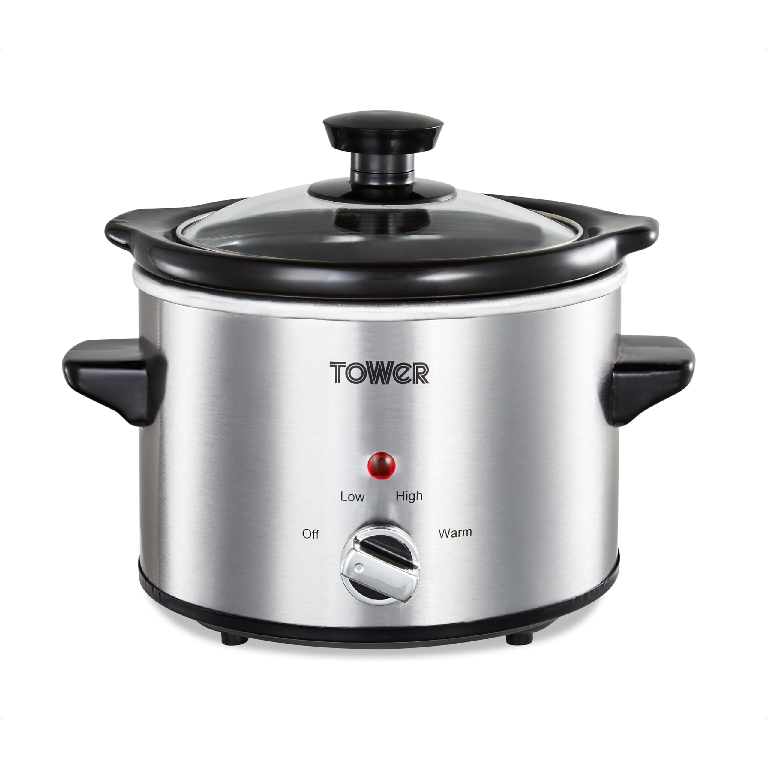 Tower T16020 Infinity Compact Slow Cooker with Keep Warm Function, 1.5L, 120W, Stainless Steel