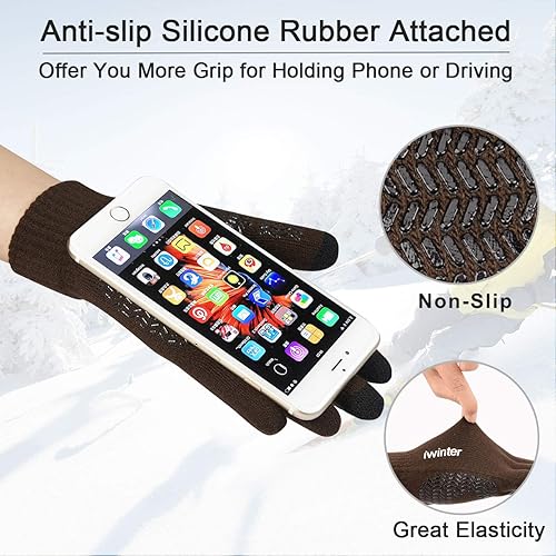 Miniatura 3 de MAYLISACC Conjunto de gorro de invierno, bufanda y guantes para pantalla táctil, gorro de punto térmico con guante para hombres y mujeres