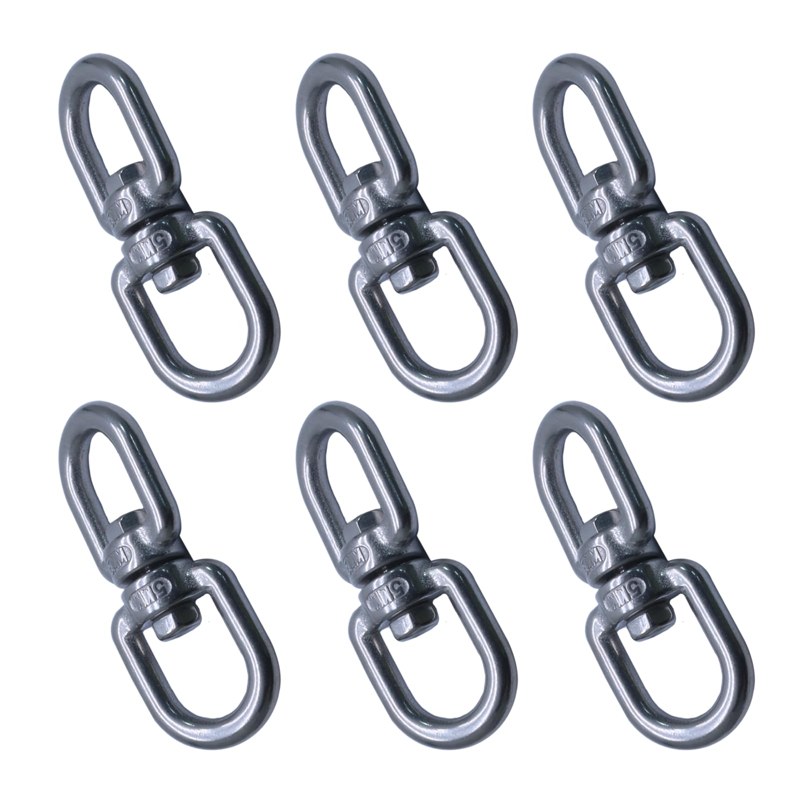 6 Pcs M4 Stainless Steel Double Ended Swivel Eye Hook, Reliable Eye to Eye Swivel Shackle Ring Connector, Swivel Plant Hanger for Marine Hammocks Rope Tree Swings-image-0