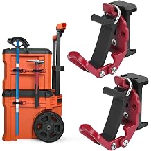 2 Pcs Long Handle Tool Holder Compatible with Klein MODbox Toolbox,Quick-Release Metal Rubber Clamp Mount for Axe, Shovel, Brooms, Rakes,Extension Pole & Conduit Bender