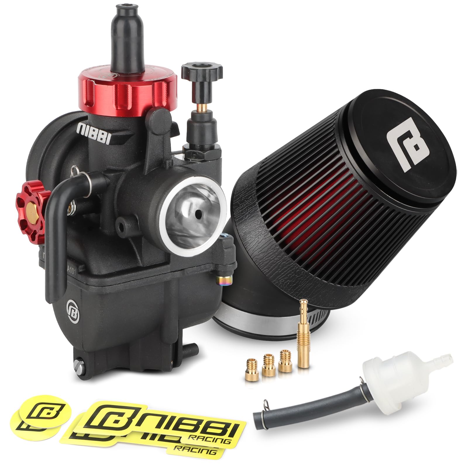 NIBBI 26mm Carburetor with CNC 48mm Air Filter kit,PE26 Carburetor fit for 200cc Dirt Bike,Upgrade for VM26 PZ27 Performance Parts