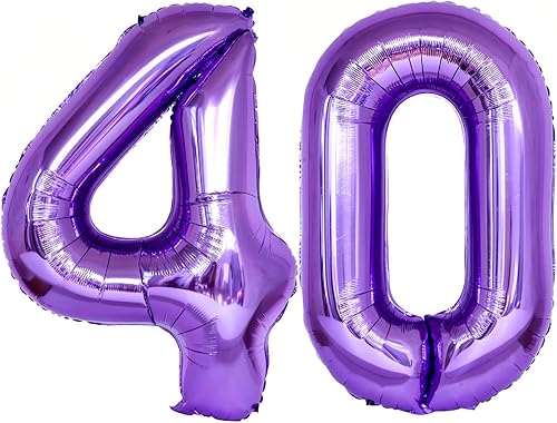Globos morados gigantes de 40 pulgadas, globos de helio de papel de aluminio de 40 pulgadas para fiestas de cumpleaños de 40 pulgadas, decoraciones