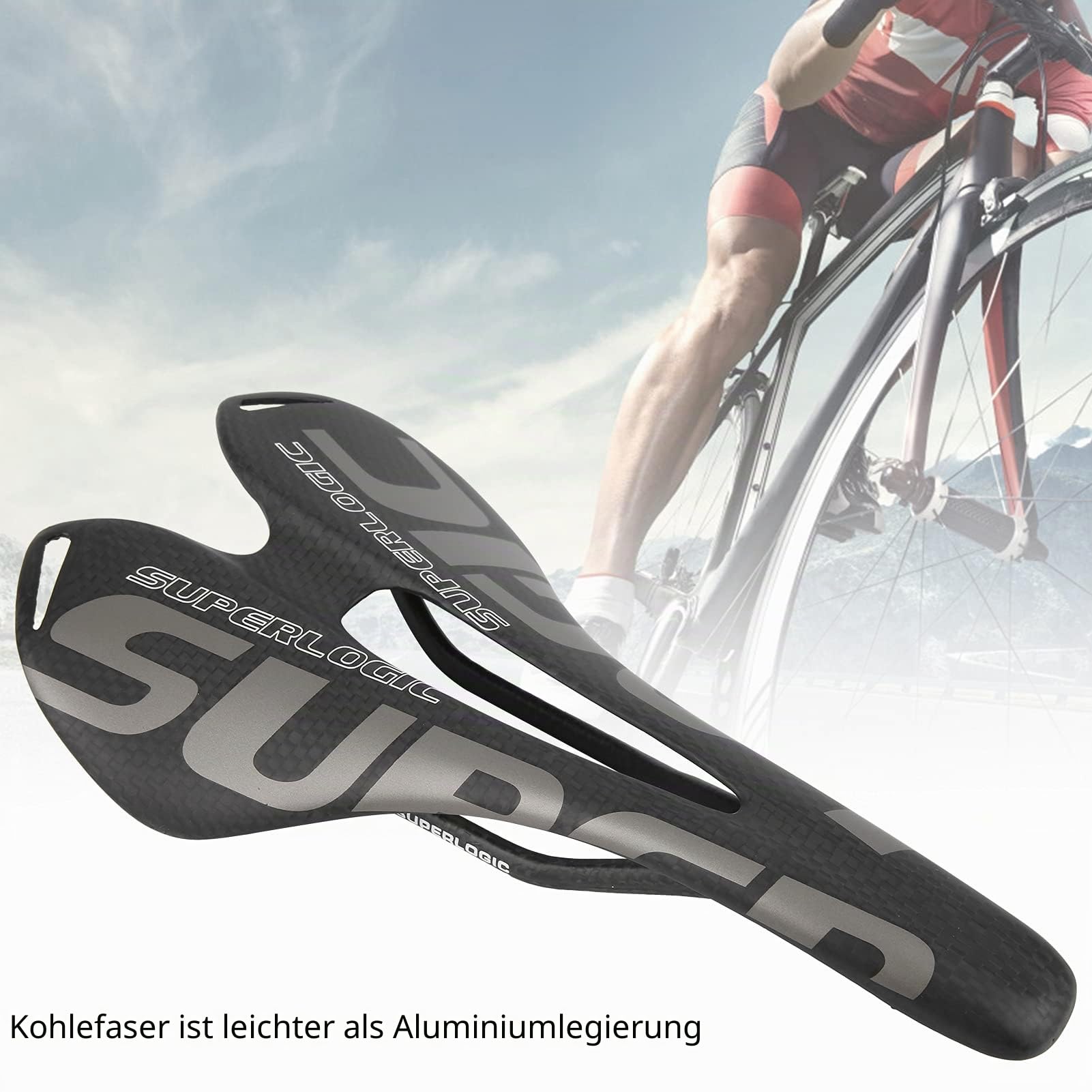 Carbon Sattel Matt, Carbon Fiber Comfort, Fahrradsattel, Vollcarbon Sattelkissen, Fahrradzubehör for Rennrad, Fahrrad, City Biking