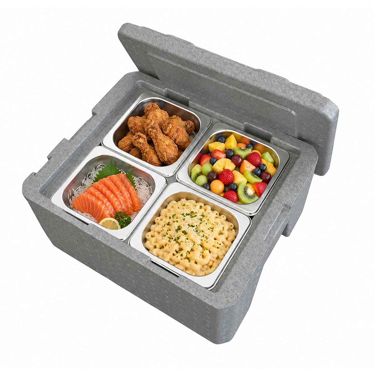 Contenitore termico per alimenti, 17 Qt/16 L, per catering, scaldavivande commerciale, con 4 padelle in acciaio inox, scaldavivande per ristorante, mensa, casa