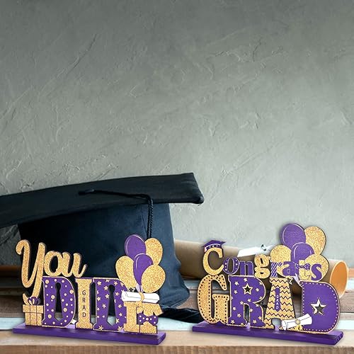 Miniatura 6 de 4 piezas de decoraciones de mesa de graduación 2023, centros de mesa de graduación de madera para decoraciones de fiesta de graduación, accesorios