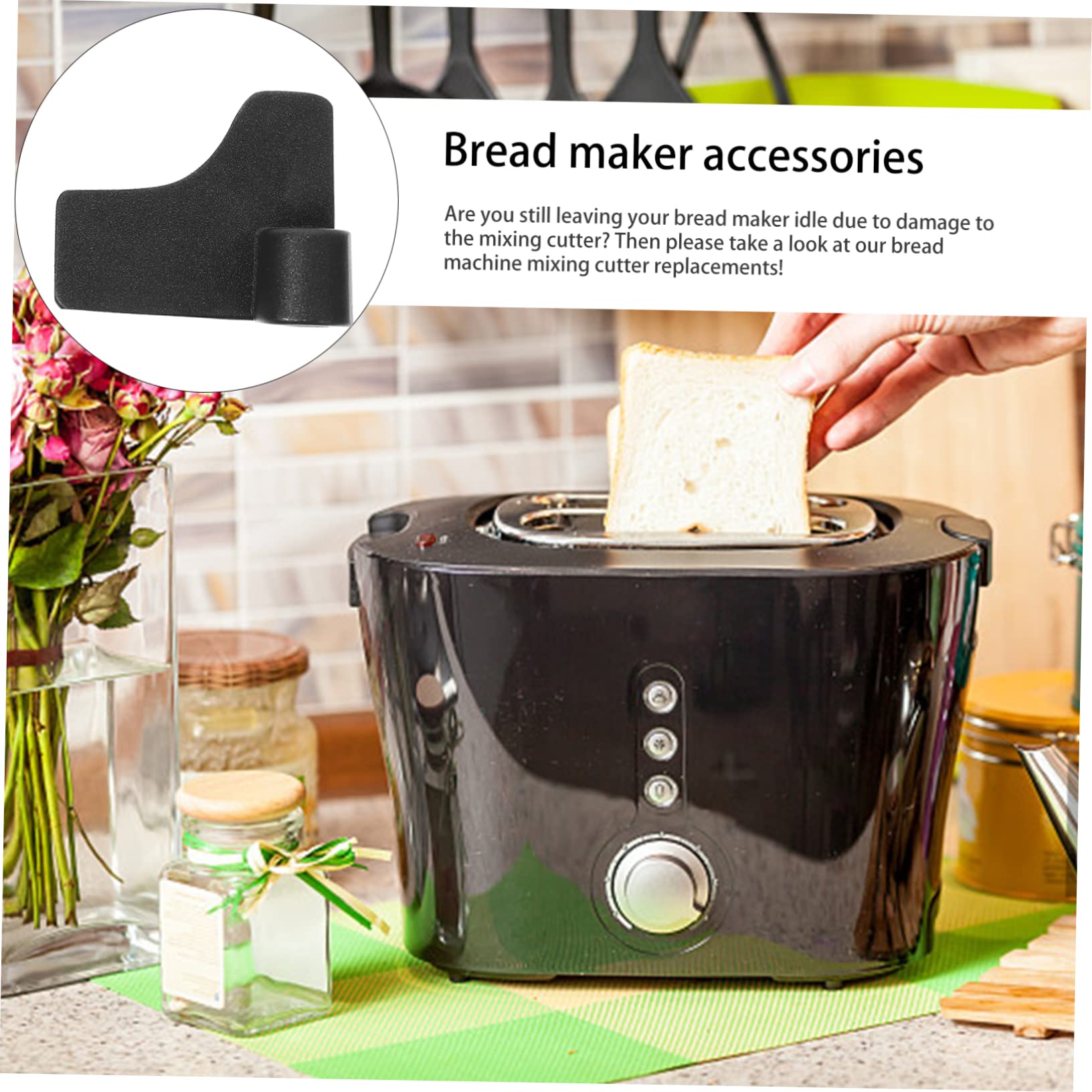 OHPHCALL Practical Mixing Rods for Bread Maker 2pcs Metal Stirring Cutter Non-slip Anti-burr Design