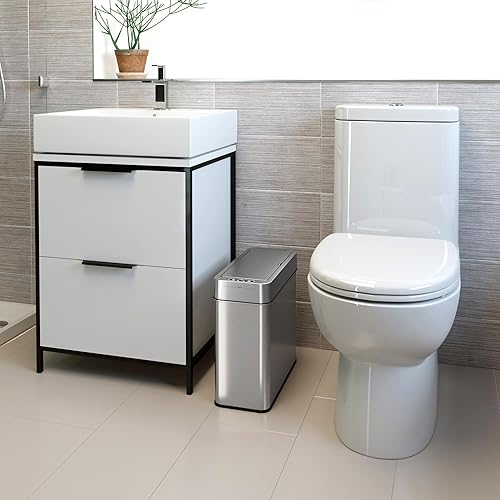 Miniatura 2 de iTouchless Cubo de basura con sensor de baño de 3 galones, 10 litros, pequeño, automático, delgado, con tapa, control de movimiento estrecho