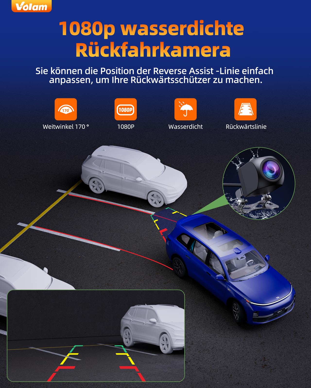 Volam Autoradio Wireless display Android auto di A-pple CarPlay,touchscreen IPS da 6,86'',fotocamera di backup 1080p,ricevitore digitale con Siri Goog-le Play/GPS Navigation/Bluetooth/MirrorLink Video