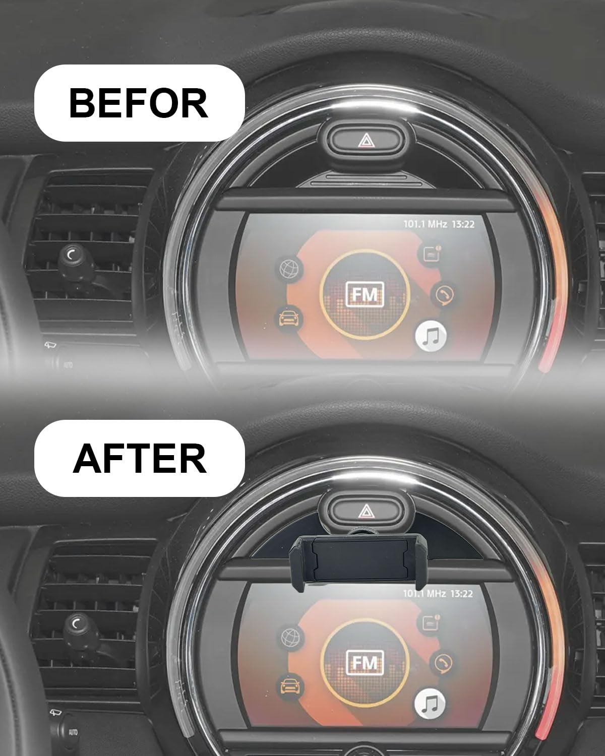 Soporte de teléfono móvil para coche Mini Cooper S Jcw One F54 F55 F56 F57 F60, navegador especial para pantalla de control central, giratorio 360°, para iPhone 17 16 15 14 13, base de metal