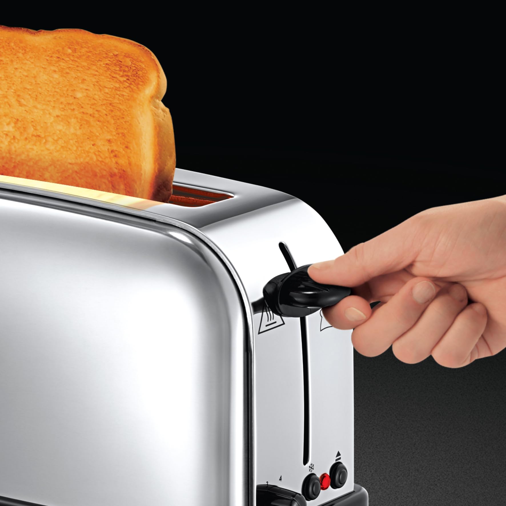 Russell Hobbs Toaster [Langschlitz für 2 Scheiben / 1 breite Brotscheibe] Victory Edelstahl (extra breiter Toastschlitz, inkl. Brötchenaufsatz, 6 Bräunungsstufen + Auftau- & Aufwärmfunktion) 23510-56