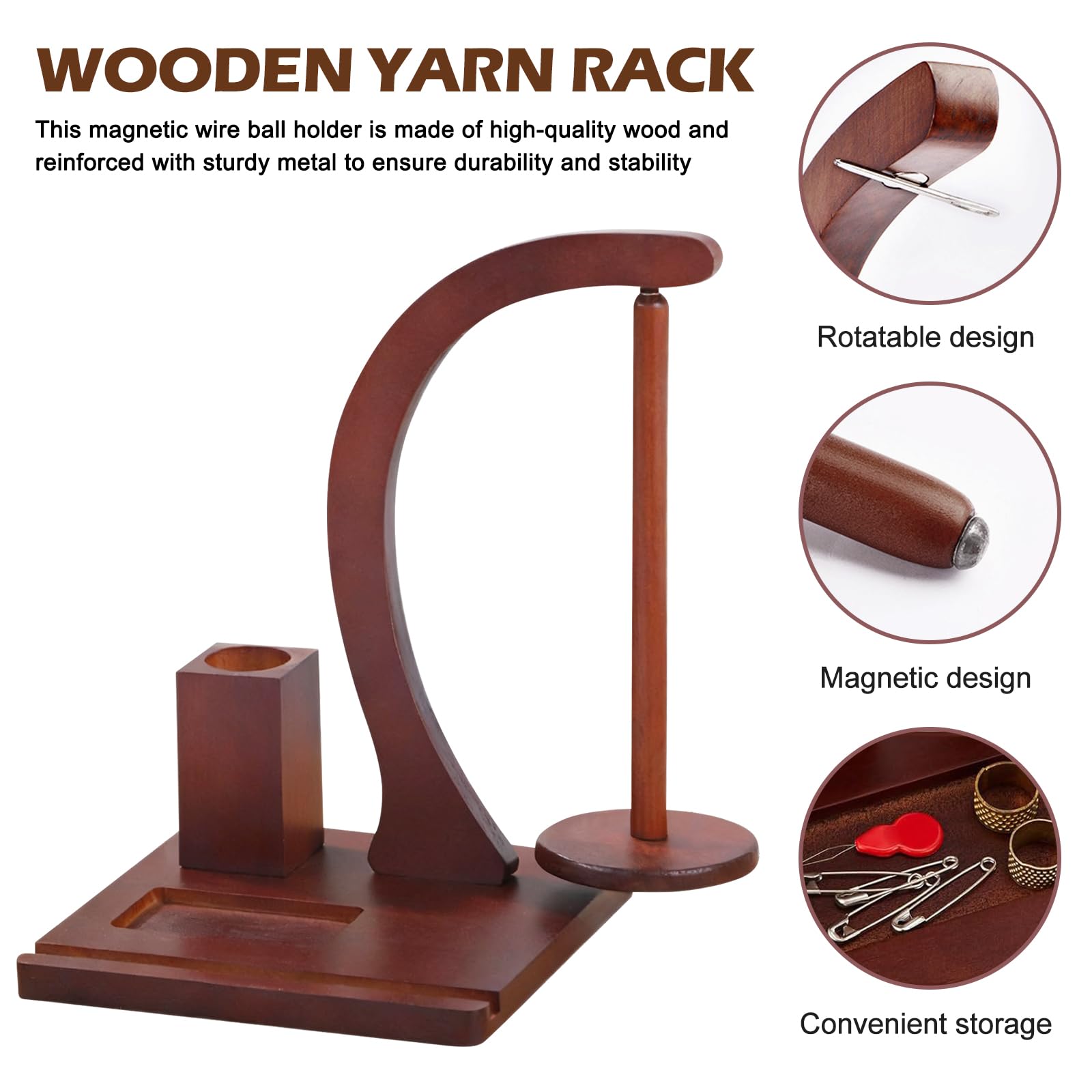 Yarn Winder, supporto magnetico per rotolo di filato, in legno, per lana e uncinetto