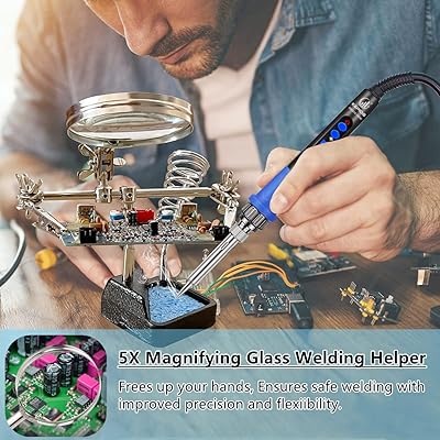 Soldering Iron For Stained Glass 100W Soldering Iron Kit With Magnifying Glass - 12-in-1 Digital Temperature Control Set For Electronics Repair Electronics Repair Tool Kit