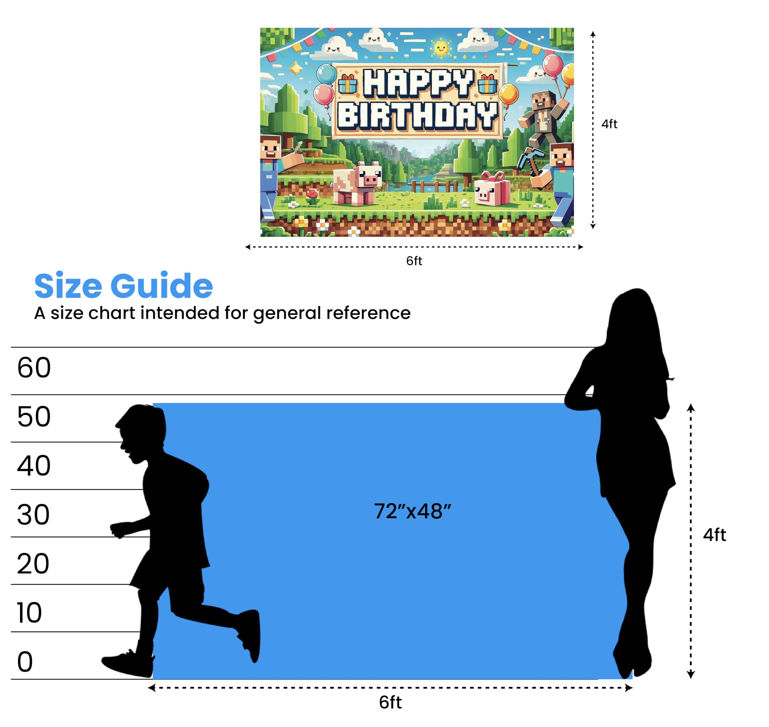 Pixel Happy Birthday Banner - Mining Themed Party Decor For Gaming & Miner Fans - View #2