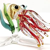 Vista 14 de Figuras miniatura de animales marinos con algas marinas, animales soplados a mano, arte coleccionable, regalo decorativo (delfín con algas marinas)