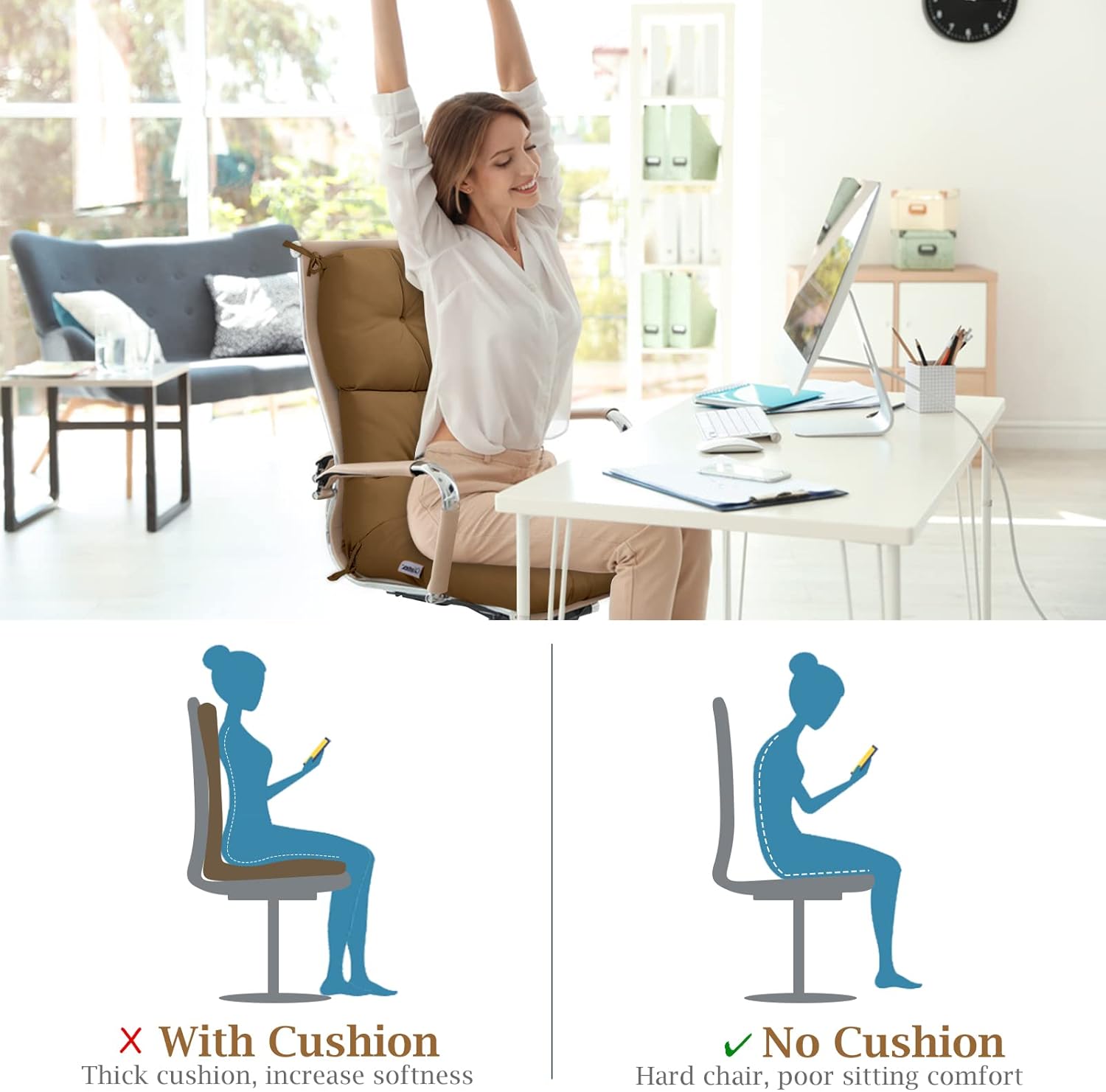 Giantex Tufted Patio Cushion, Outdoor High Back Chair Pads 4.5 Inch Thick, with 4 String Ties, Patio Seat Cushion for Swing Bench Wicker Furniture, Indoor Floor Cushion : Patio, Lawn & Garden