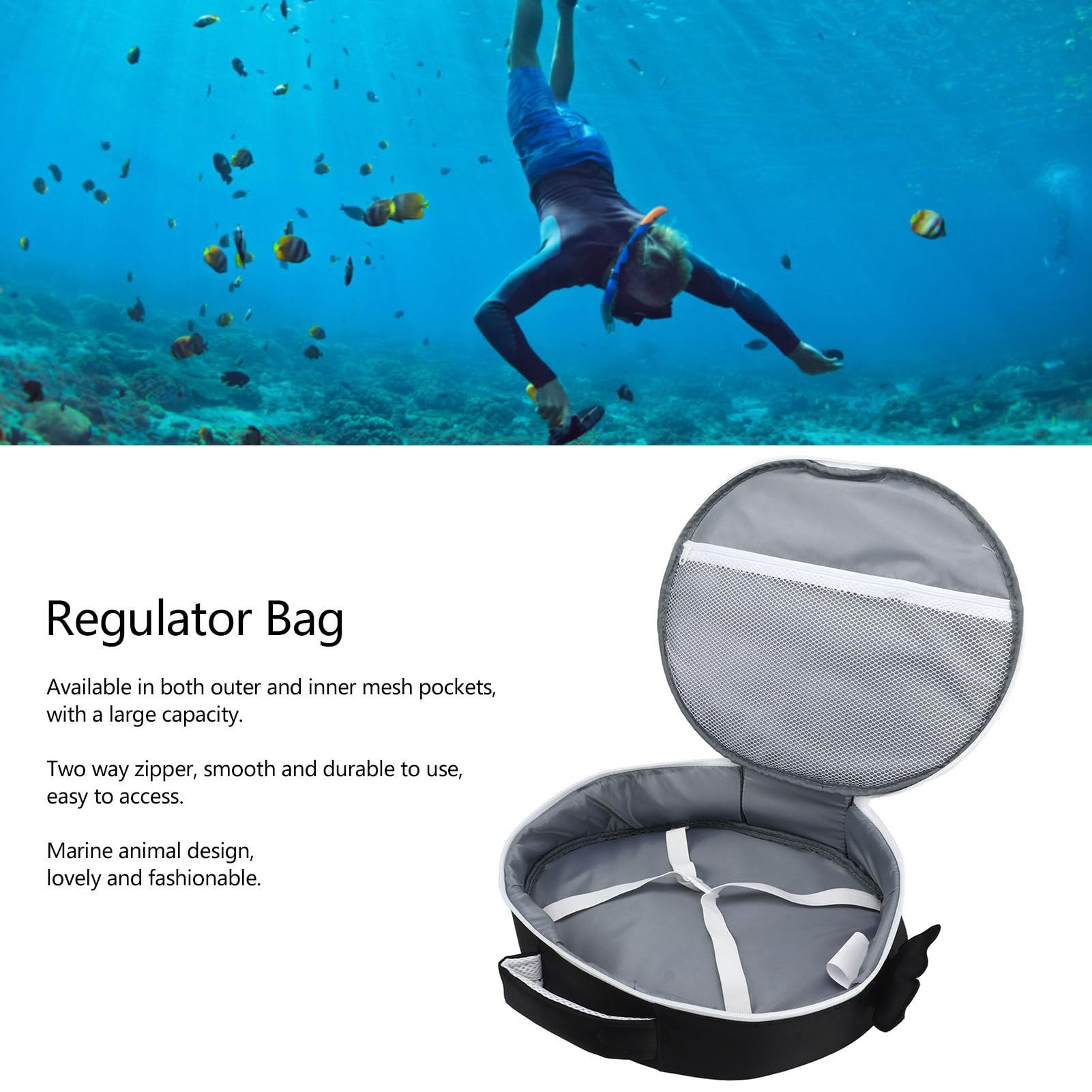 Hidyliu Sac de Régulateur de Plongée, Sac de Transport de Protection en Mousse pour Les Nageurs, Beau Design Marin, fabriqué en Fibre de Polyester de qualité Supérieure