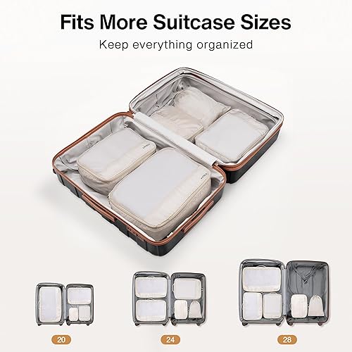 Miniatura 7 de Juego de 5 cubos de equipaje de viaje duraderos para maletas, bolsas organizadoras, bolsas ligeras para viajes en avión y vacaciones, accesorios